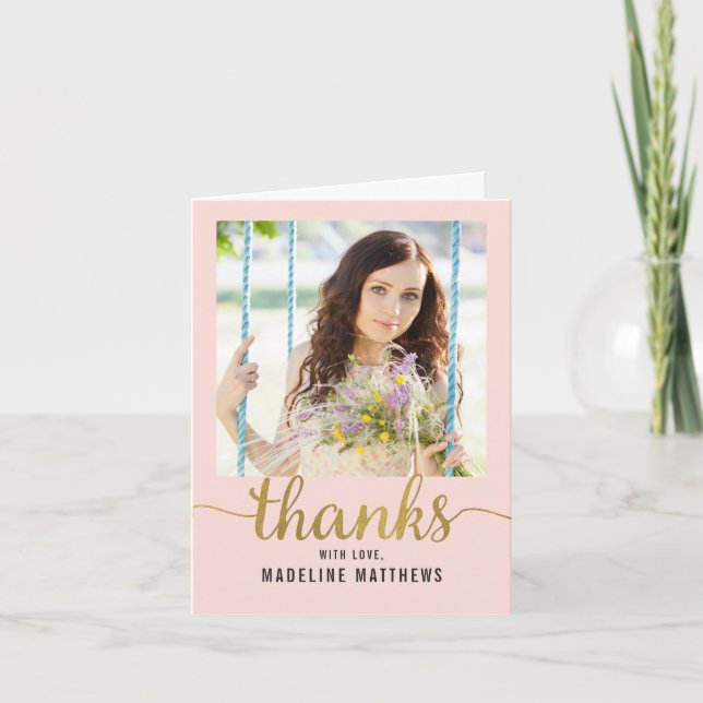 Graceful Script EDITABLE COLOR Thank You Card (Front)