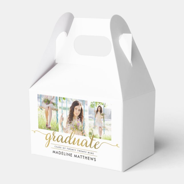 Graceful Script Graduation Party Favor Box (Front Side)