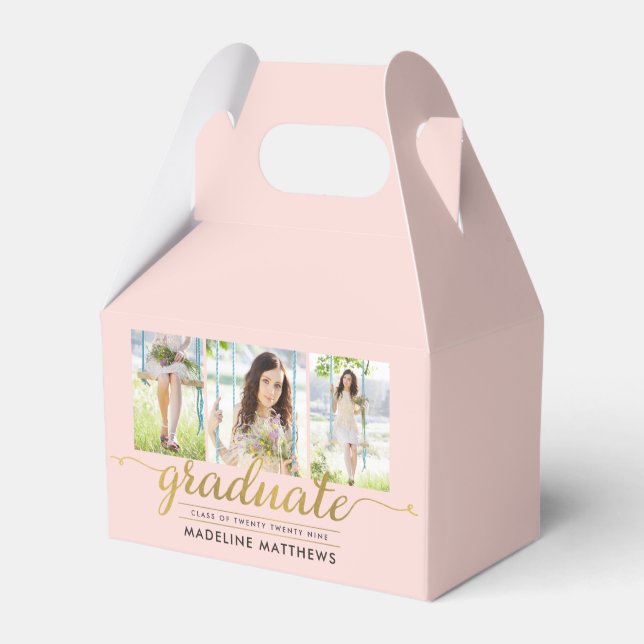 Graceful Script Graduation Party Favor Box (Front Side)