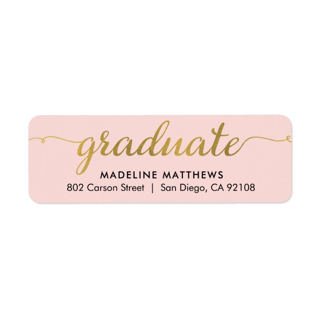 Graceful Script Graduation Return Address Label (Front)