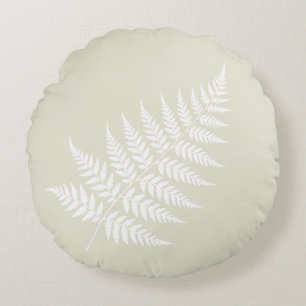 Graceful Silhouette Light Green White Fern Round Pillow