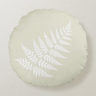 Graceful Silhouette Light Green White Fern Round Pillow