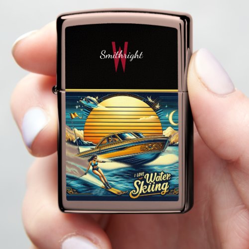 Graceful Skiing by the Seas Zippo Lighter