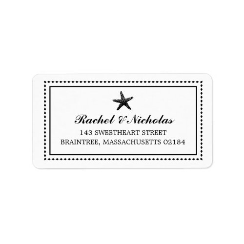 Graceful Starfish Black  Mailing Address Label