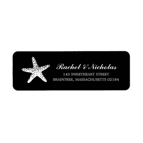 Graceful Starfish Black  Return Address Label