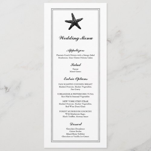 Graceful Starfish Classic Black  Wedding Menu