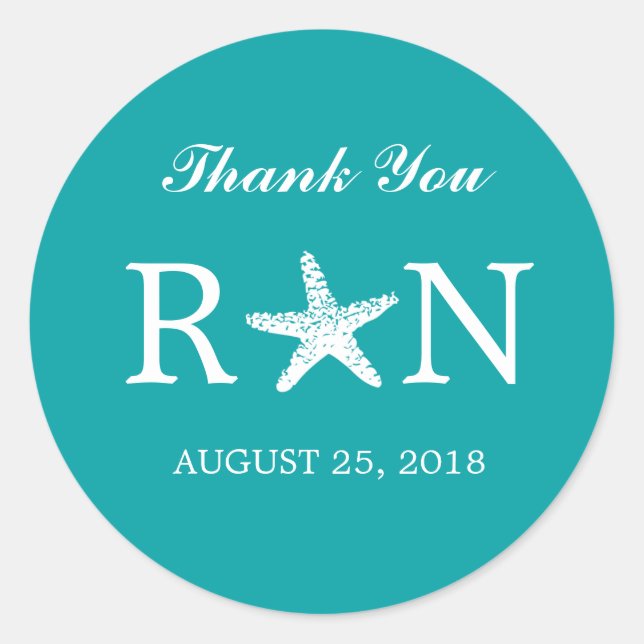 Graceful Starfish | Wedding Classic Round Sticker (Front)