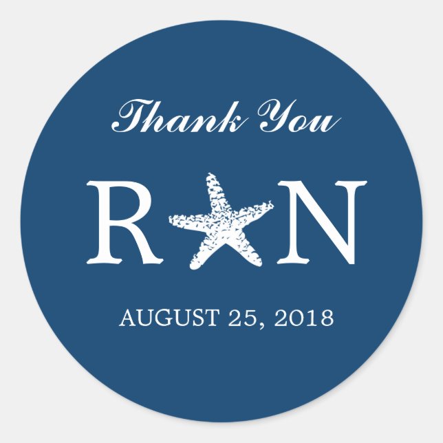 Graceful Starfish | Wedding Classic Round Sticker (Front)