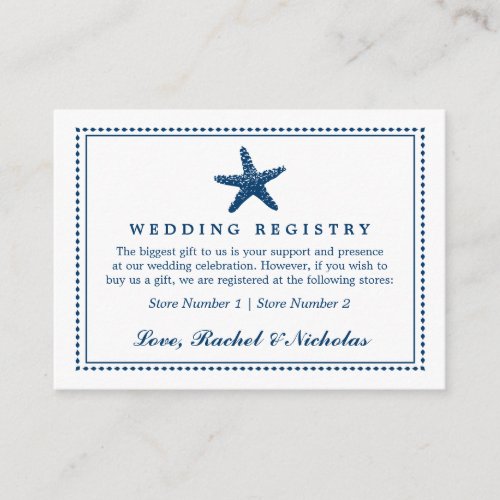 Graceful Starfish  Wedding Gift Registry Enclosure Card