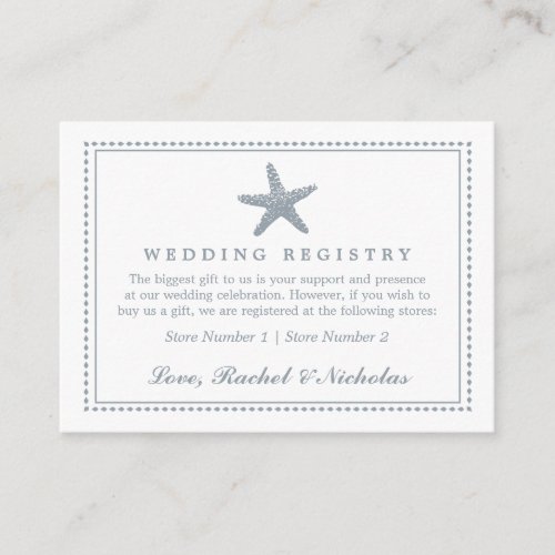 Graceful Starfish  Wedding Gift Registry Enclosure Card