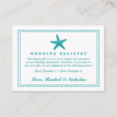 Graceful Starfish  Wedding Gift Registry Enclosure Card