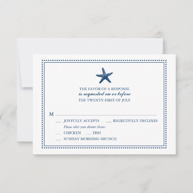 Graceful Starfish | Wedding RSVP with Menu Choice (Front)