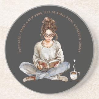 Graceful Study: A Vintage Girl. A girl reading Coaster