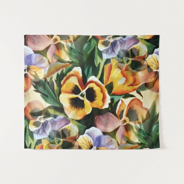 Graceful Stylish Gorgeous Vintage Pattern Pansies Tapestry (Front (Horizontal))