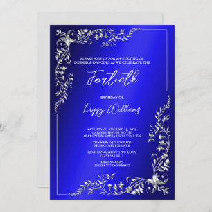 Graceful Stylish Silver Decoration Birthday Party Invitation