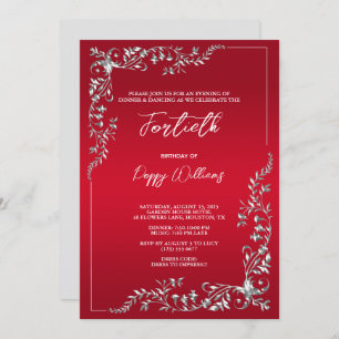 Graceful Stylish Silver Decoration Birthday Party Invitation