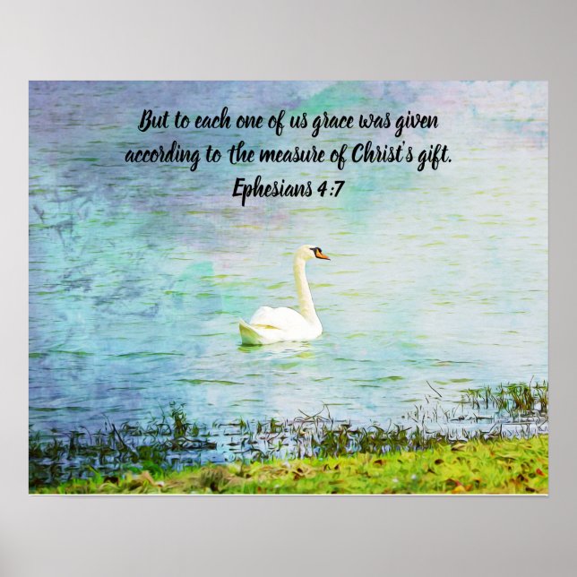 Graceful Swan and Bible Scripture Poster (Front)