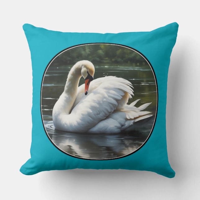 Graceful Swan Throw Pillow (Front)