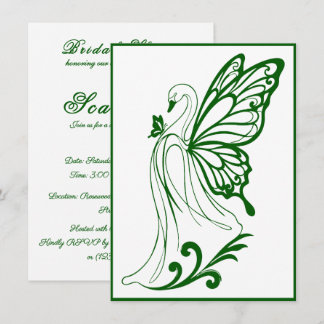 Graceful swan with butterfly wings invitation