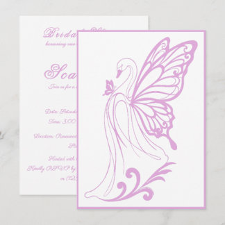 Graceful swan with butterfly wings invitation