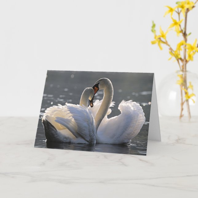 Graceful swans card (Yellow Flower)