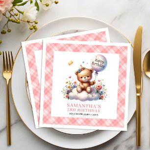 Graceful teddy bear balloon blush flowers girl nap paper dinner napkins