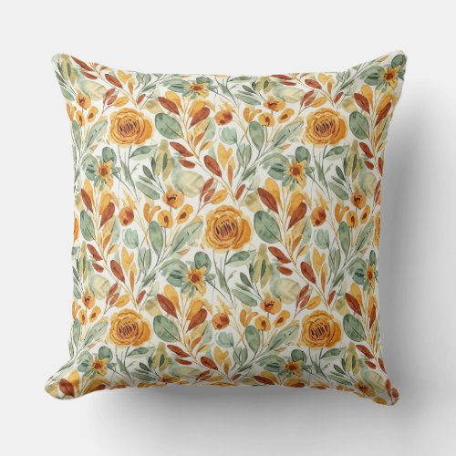 Graceful Terracotta Sage Boho Botanical Pillow