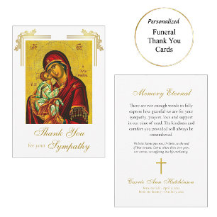 Graceful Theotokos Christ Child Orthodox Funeral   Thank You Card