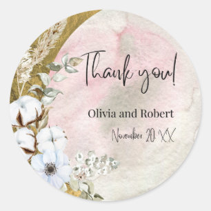 "Graceful & Timeless Thank You Wedding Favor Round Classic Round Sticker