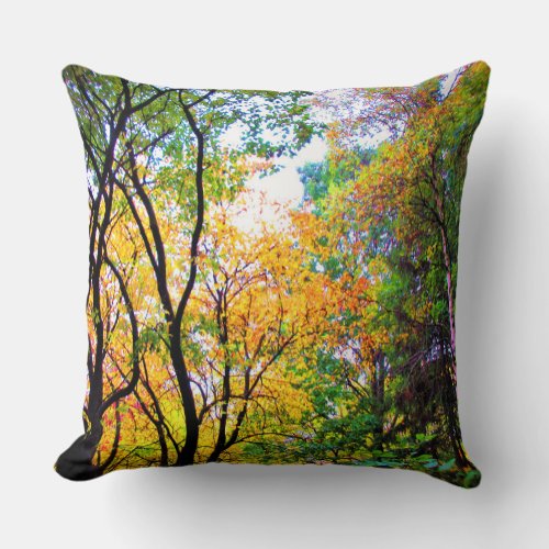 Graceful Trees Colorful Leaves Scenic Nature Throw Pillow