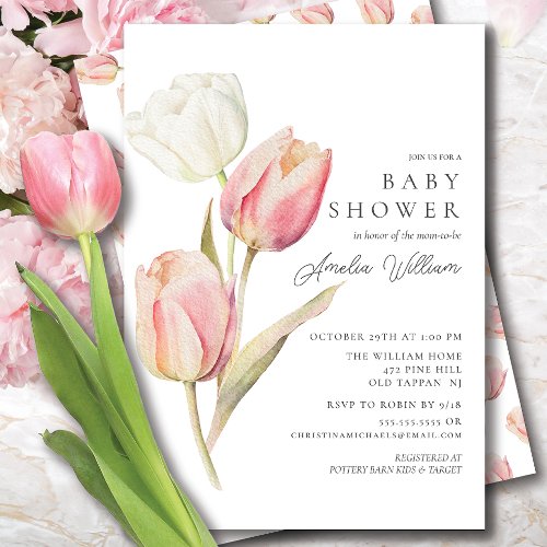 Graceful Tulips Baby Shower Invitation