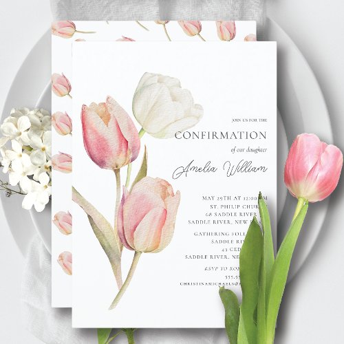 Graceful Tulips First Confirmation Invitation