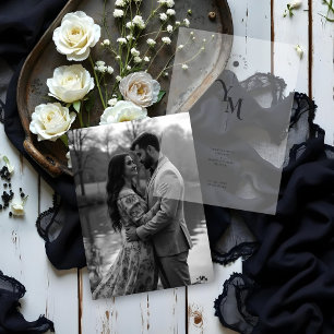 Graceful Vellum Transparency Elegant Black & White Vellum Invitations