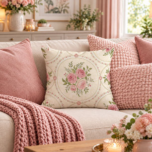 Graceful Vintage Shabby Chic Floral Pillow Decor