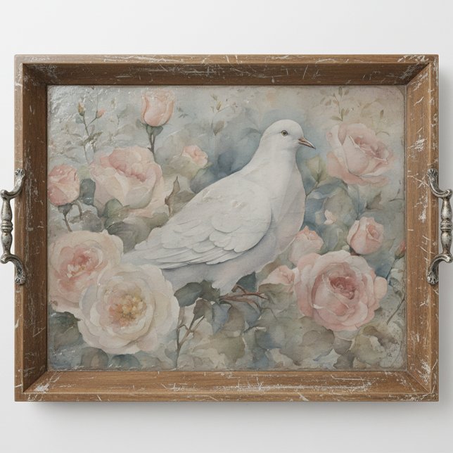 Graceful White Dove with Pastel Pink Roses Tissue Paper (Creator Uploaded)
