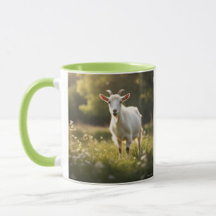 "Graceful White Goat – Serene Farm Life Mug