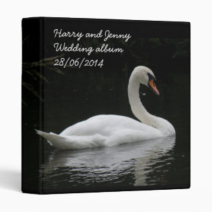 Graceful White Swan Custom Wedding Album Binder