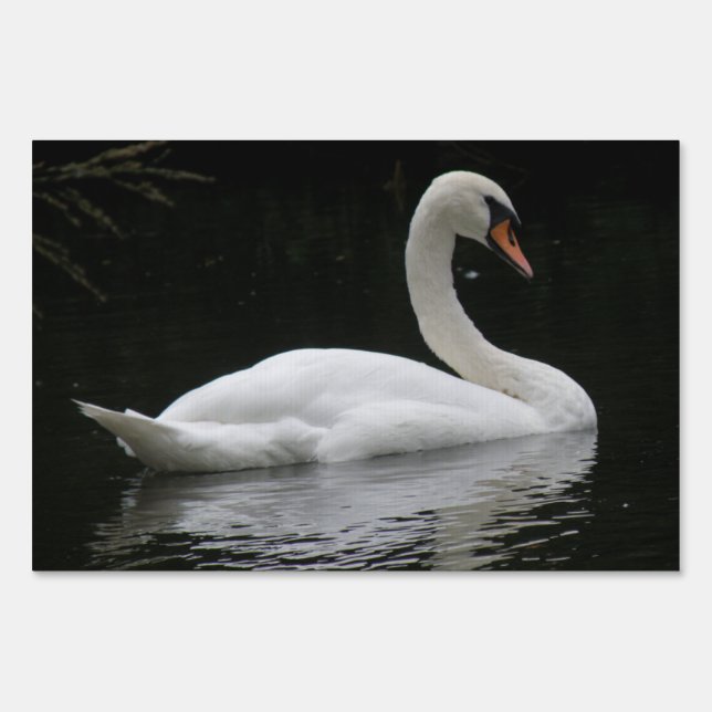 Graceful White Swan Yard Sign (Front)