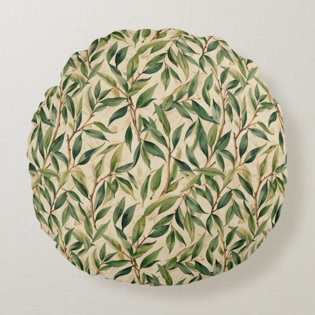 Graceful Willow Branches Round Pillow (Front)