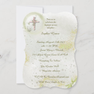 Graceful with Soft green baptism invitation 
