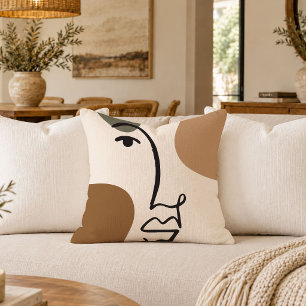 Graceful Woman Face Contemporary Throw Pillow Art