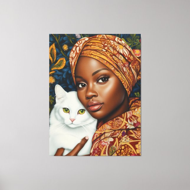 Graceful Woman with Cat Canvas Print (Front)