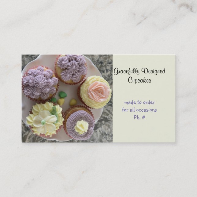 Gracefully Piped Cupcakes Business Card (Front)