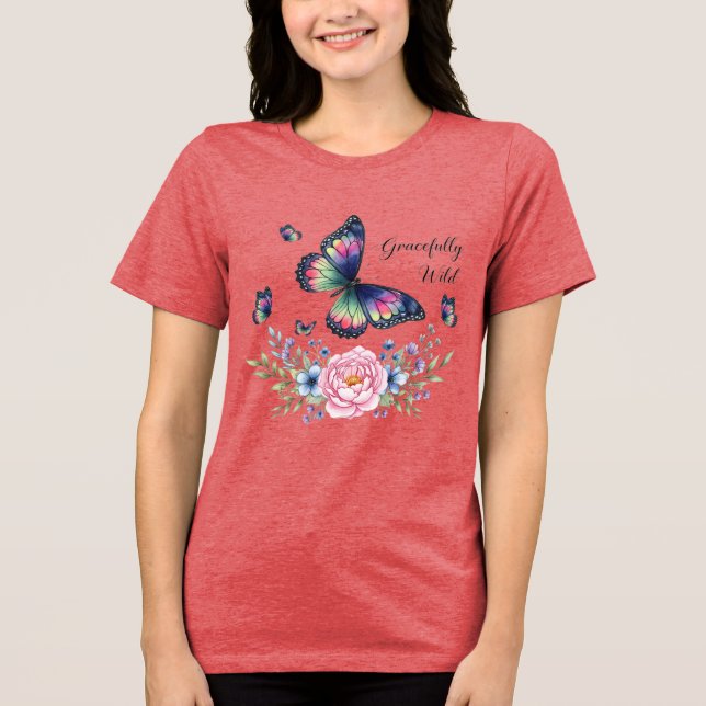 'Gracefully Wild'- dgn by Maaya Prints, Women's Tri-Blend Shirt (Front)