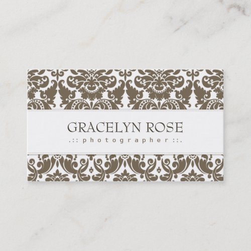 Gracelyn Brown Damask Chic Business Card