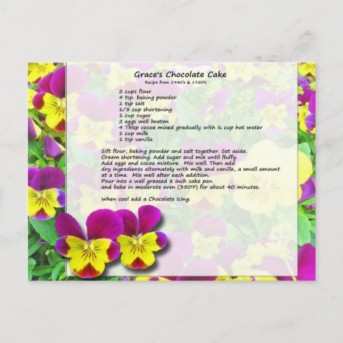 Graces Chocolate Cake Postcard