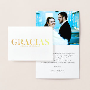 Gracia Modern Font Wedding Thank You Foto Foil Car Card