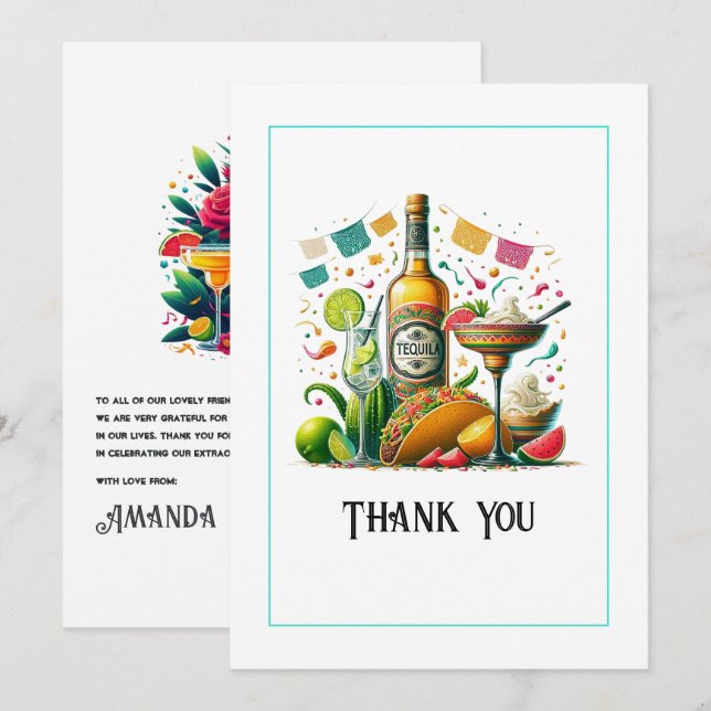 “Gracias, Amigo!” Fiesta-Fresh Thank You Card (Front/Back)