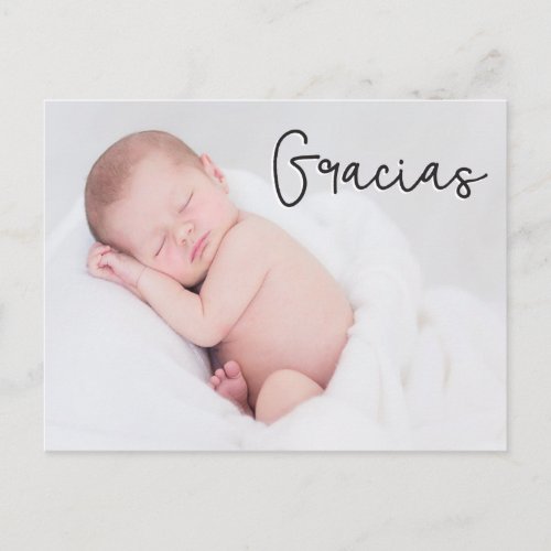 Gracias _ Baby Birth Announcement Script text Announcement Postcard