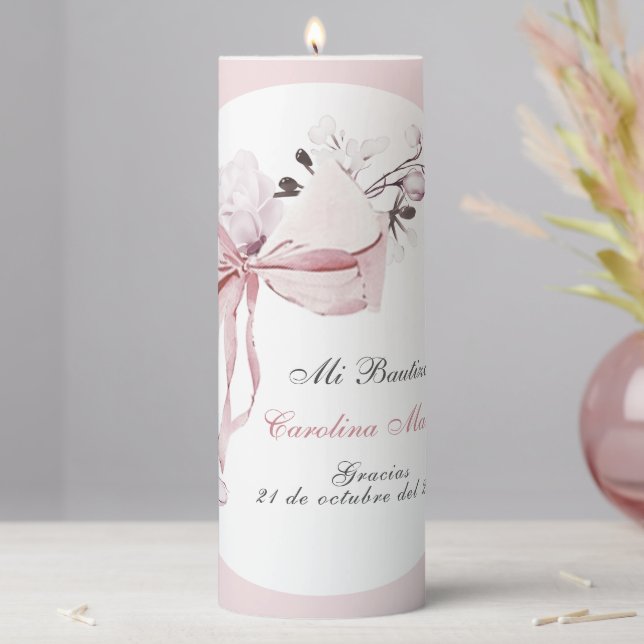 Gracias Bautizo Niña Pillar Candle (In Situ)